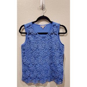 NANETTE LEPORE Spring Fling Blue Lace Top